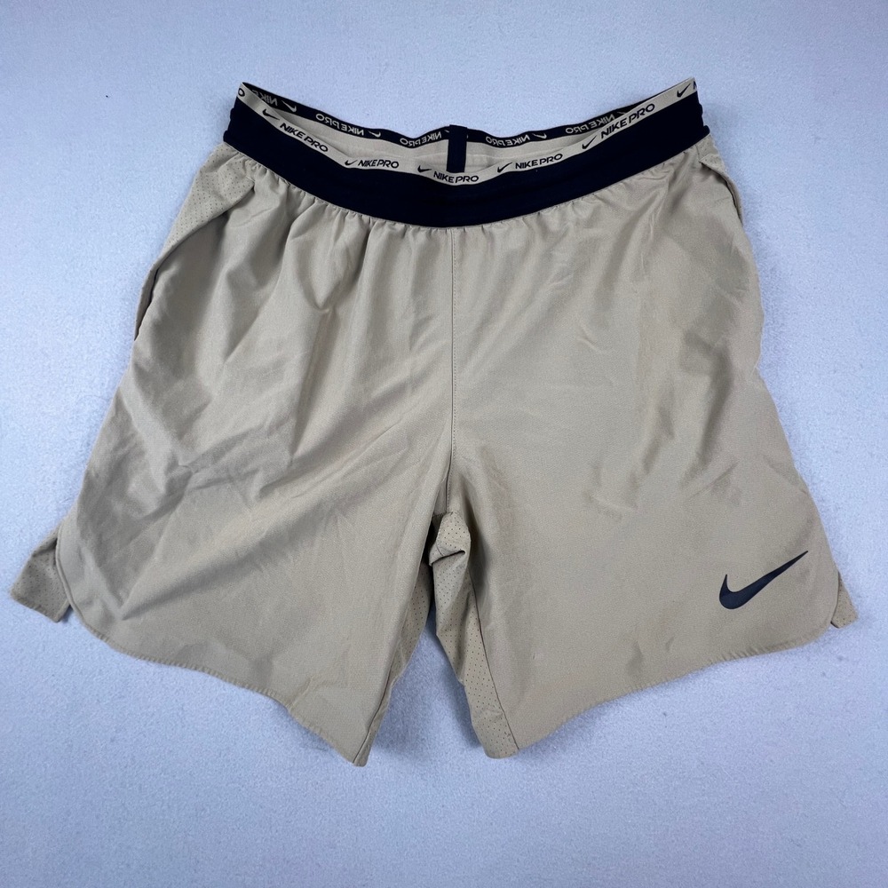 Nike Pro Dri-FIT Training Shorts Mens Large Tan DD1700-247 Athletic Gym Workout